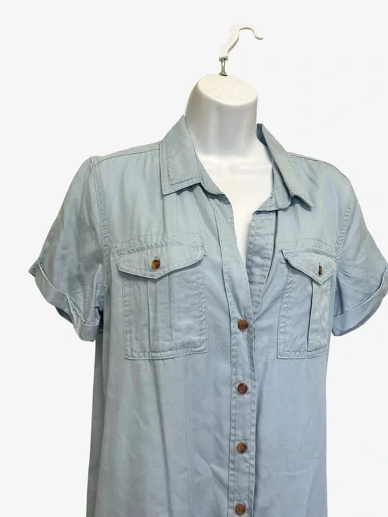 Mexx Light Wash Lyocell Denim Shirt Dress Full Button Front Size S - Picture 3 of 7